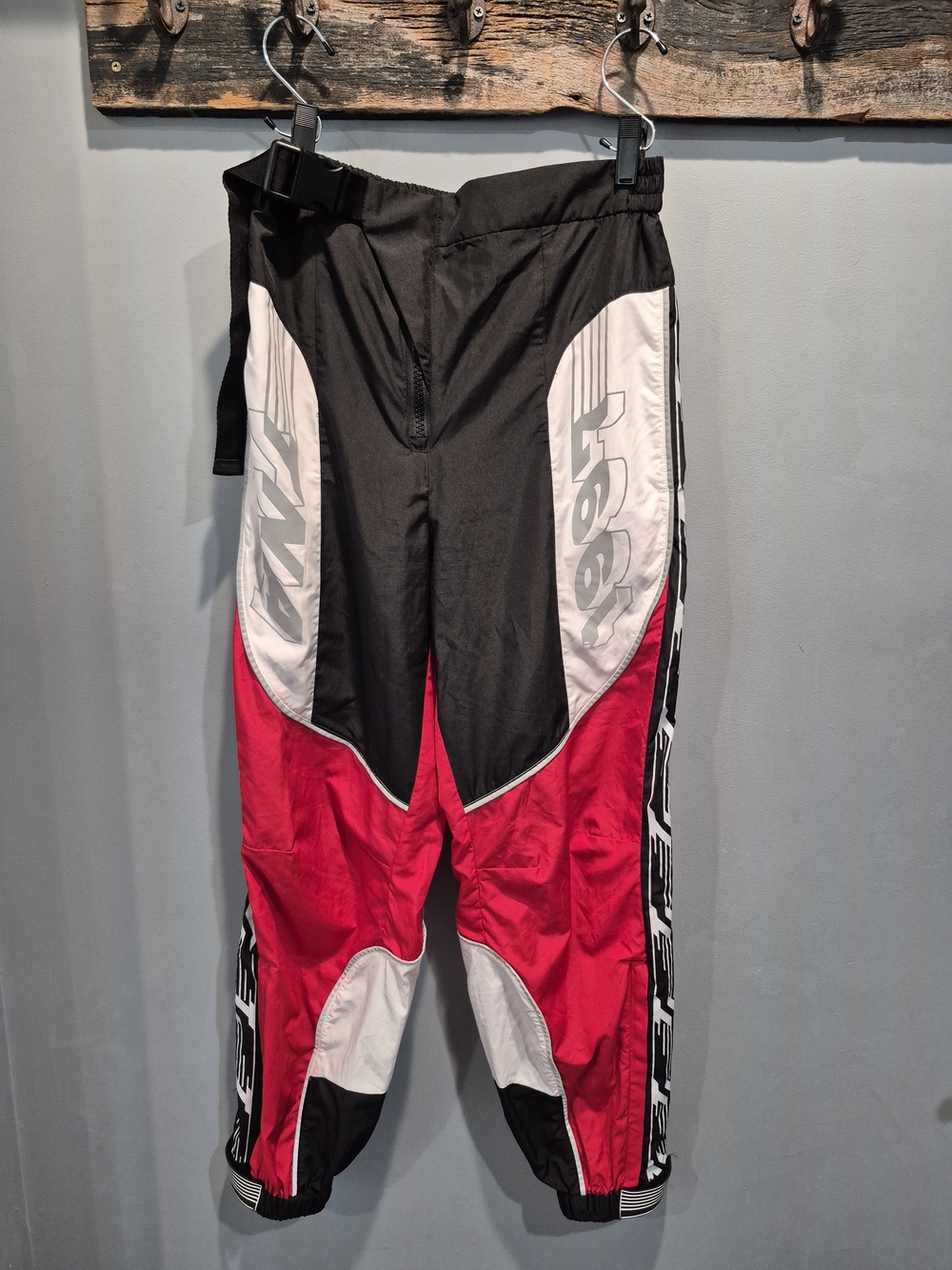 Vintage Tna Motocross Nylon Pants Women M Y2K Rave Gorpcore Utility Joggers Red